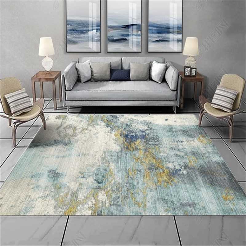 地中海风格地毯抽象水墨地中海风格地毯北欧简约ins现代客厅茶几卧室