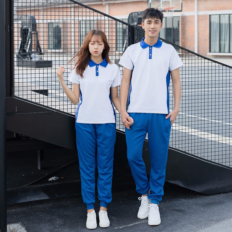 【优品】 校服套装高中男女同款春秋毕业情侣拍照大学校服蓝白三件