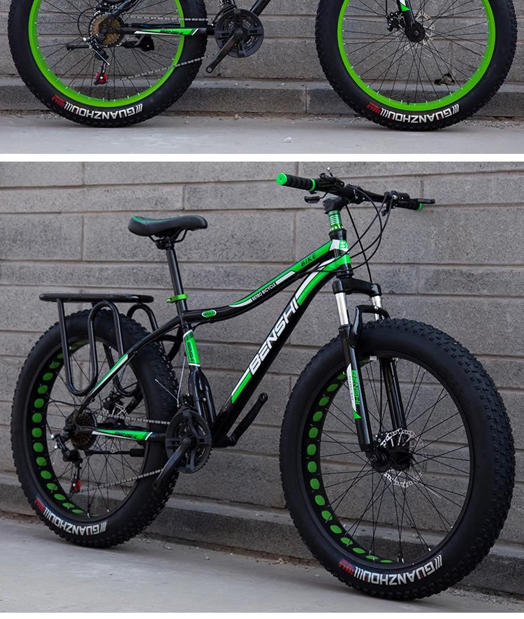 三地变档自行车成人儿童女胖子宽粗山地车大轮胎变速减震雪地沙滩越野