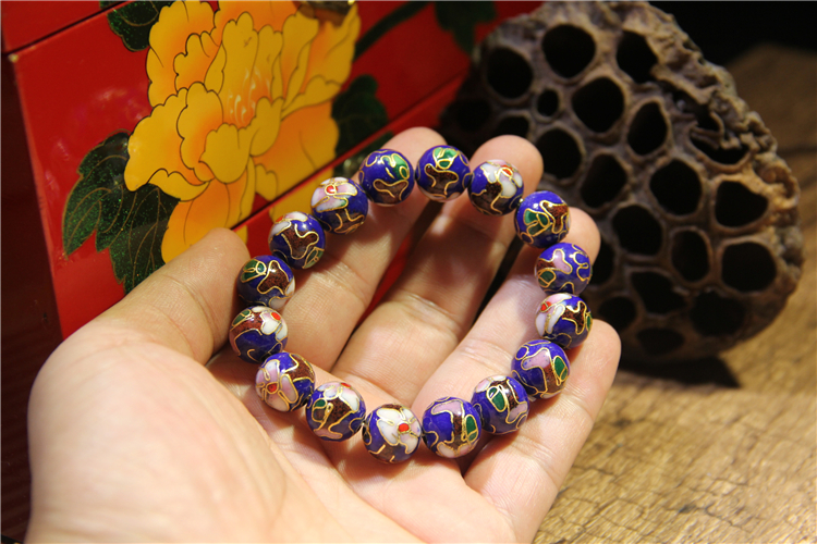 铜胎景泰蓝手镯北京磨光手串手链掐丝珐琅老货diy饰品级礼品珠子直径