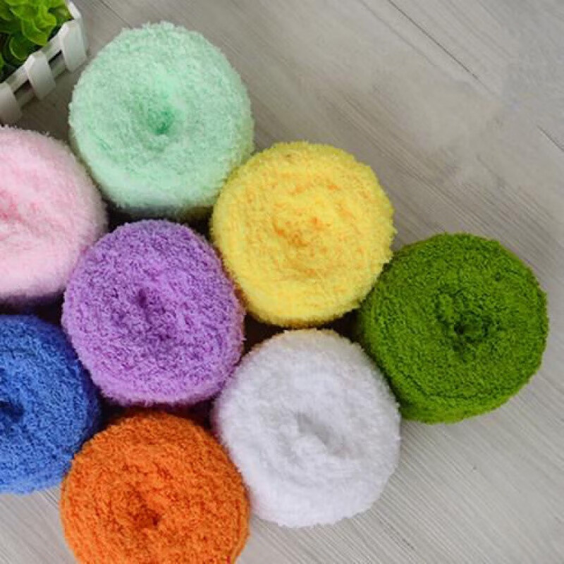 珊瑚绒毛线绒绒线毛巾线三股手编粗围巾线儿童宝宝线马甲红色31