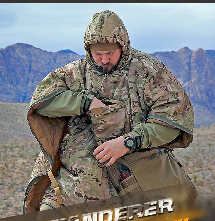 helikon赫利肯流浪者斗篷户外保暖长款棉服衣披肩被子睡袋外套男狼