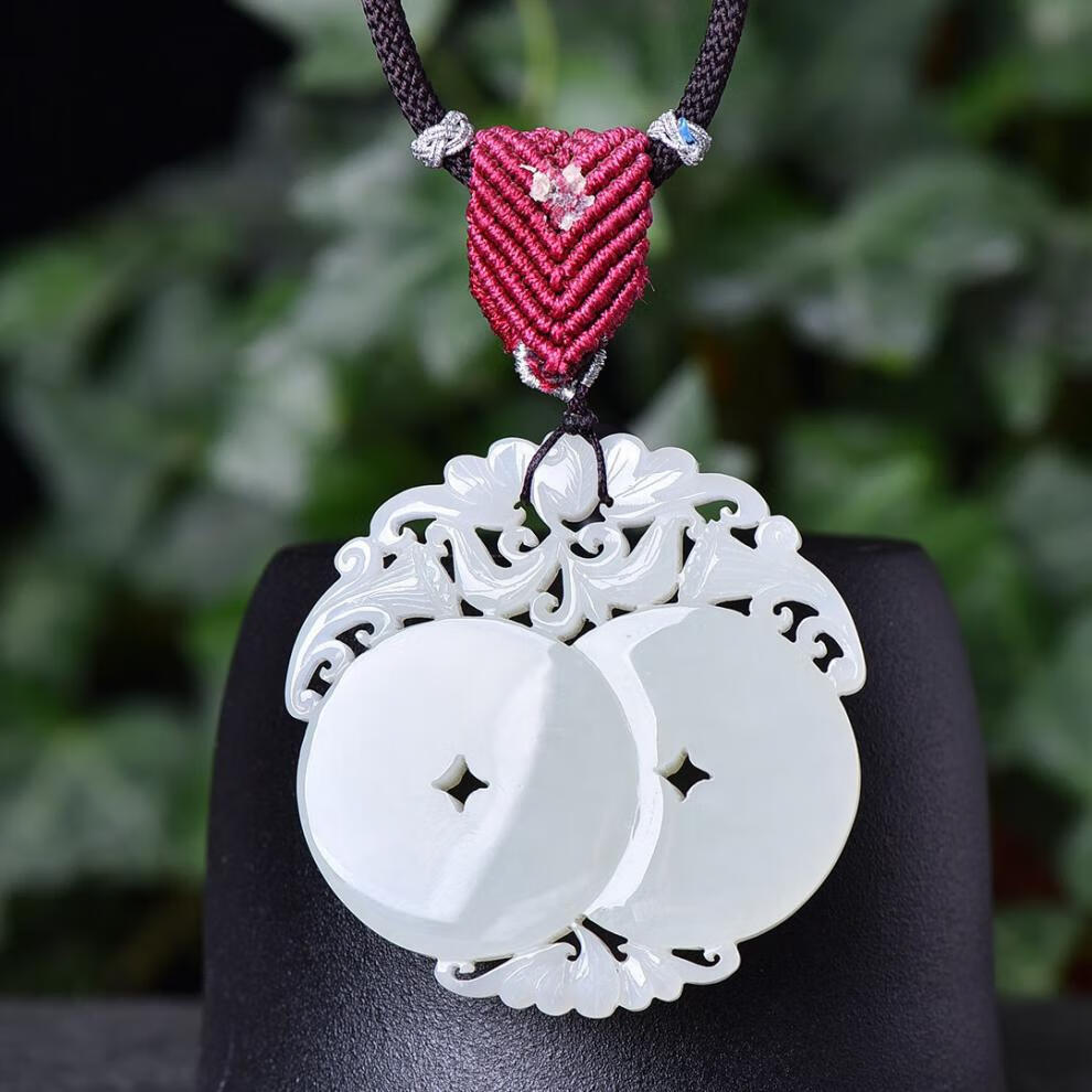 美朗格 玉佳玉天然和田玉白玉福在眼前吊坠玉牌个性气质女款福贵吉祥