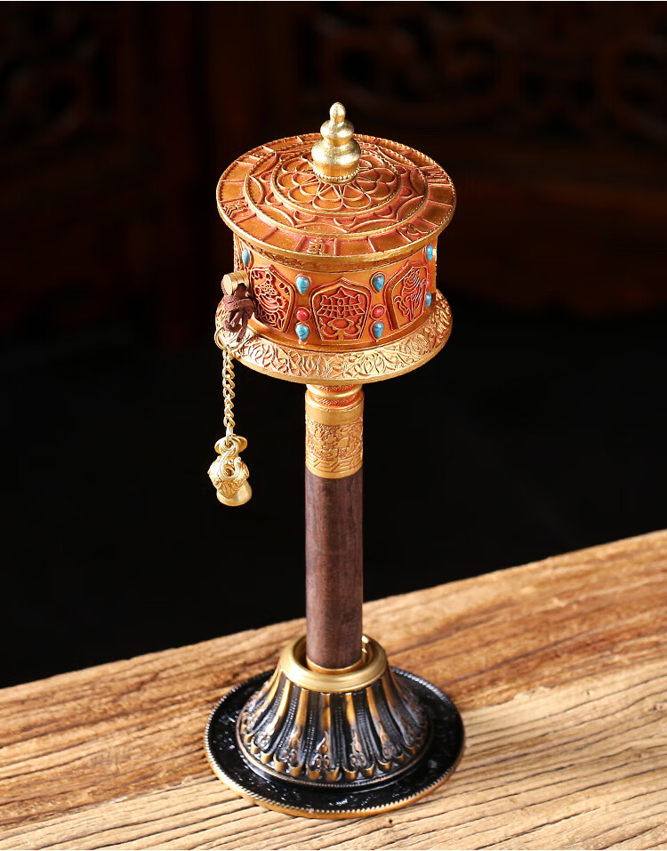 尼泊尔工艺手摇转经轮六字真言大明咒藏式密宗法器转