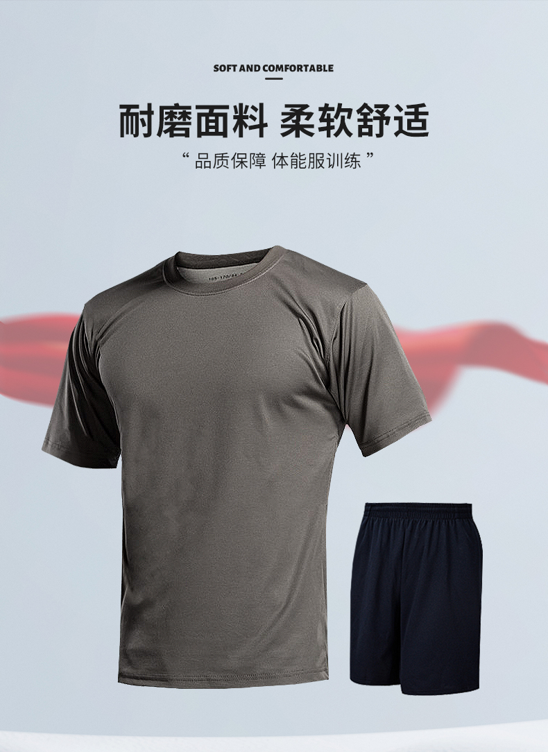服套装男夏季速干运动t恤男军迷短袖短裤新式作训服 灰色体能短裤(单
