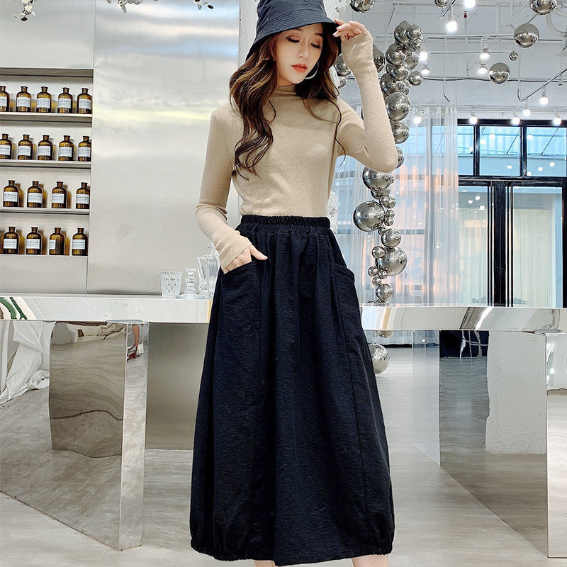 叶余半身裙子女 2021新款女装棉麻半身裙女花苞裙文艺范半身长裙韩版