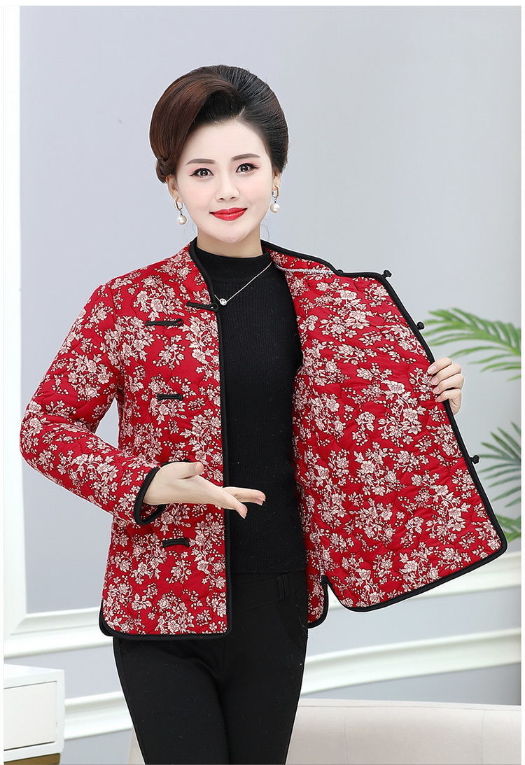 莫瑞甘妈妈棉衣女款冬季加厚东北大花袄碎花棉服棉衣花棉袄短款外套3