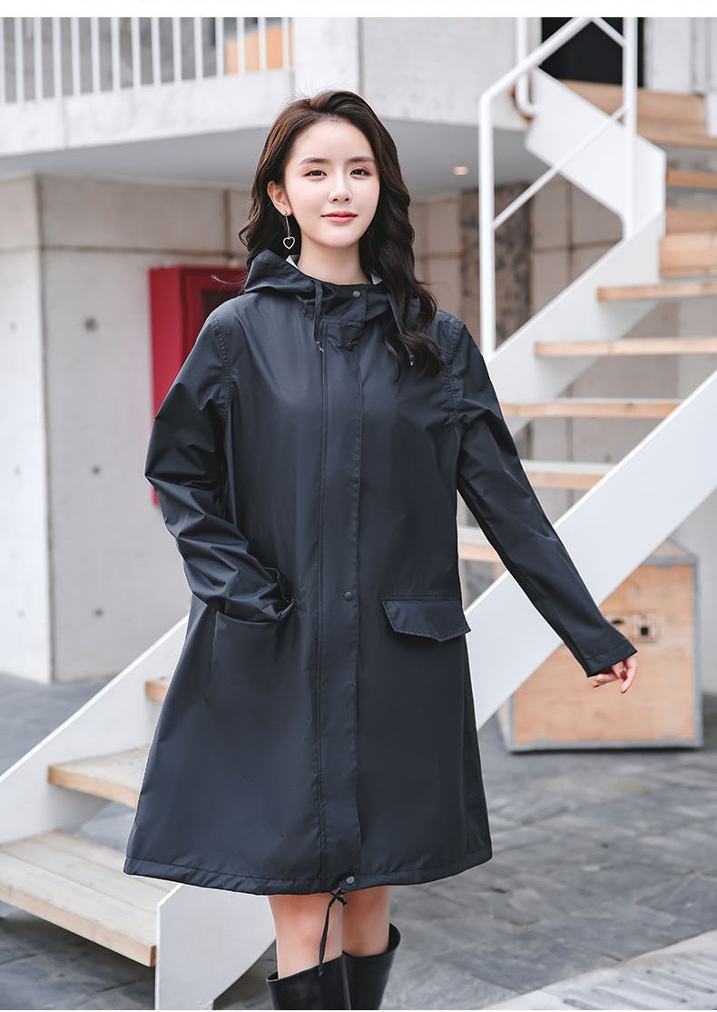 女士长款雨衣 日式便携轻薄徒步雨披 防雨外套 风衣式雨具 雨衣-2001
