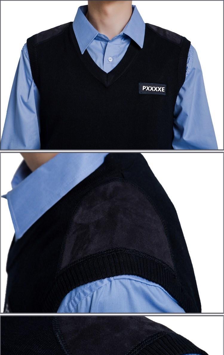 配发冬季羊毛衫圆毛衣安保针织衫藏青色领制式羊毛背心巡逻治安v口160