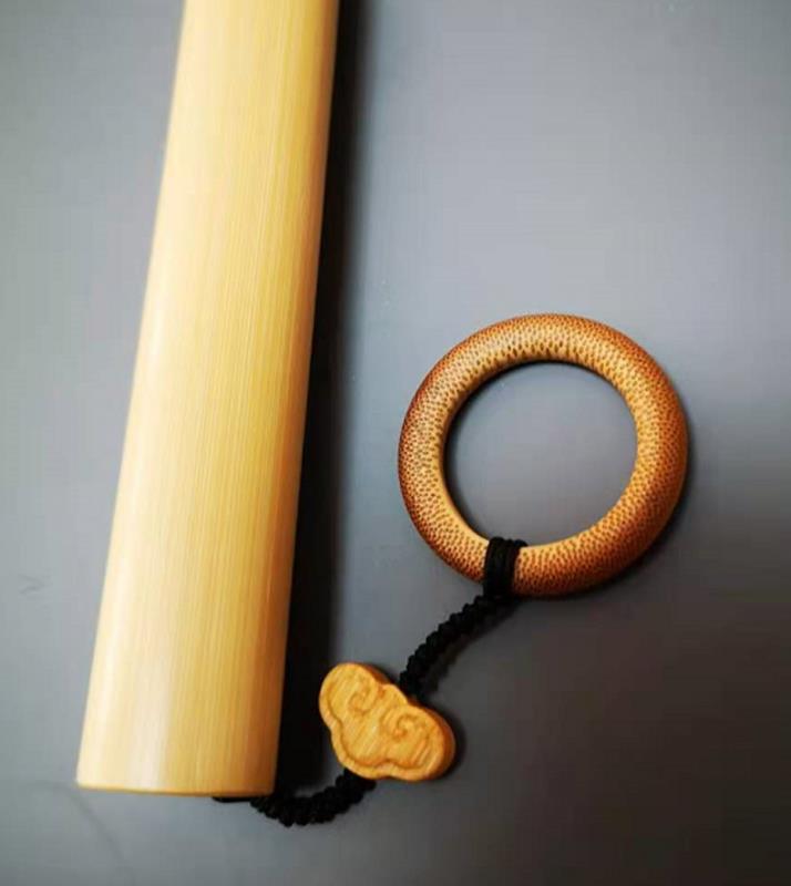 实心竹手把件带环文玩老玉竹雕把玩精磨手工抛光竹子礼品竹制挂件