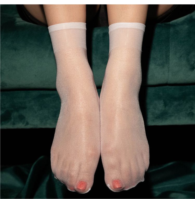 马油袜油光油亮丝袜足欧式油亮丝滑光滑包芯丝脚尖透明短丝袜白色袜子