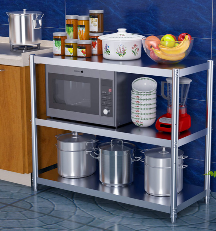 厨房置物架柜不锈钢货架橱柜3多功能三层灶台架落地式多层菜架子4赔钱