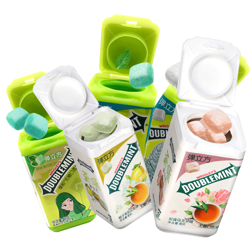 口香糖弹力方40g3大瓶装弹立方木糖醇口香糖清新口气网红香口糖3瓶