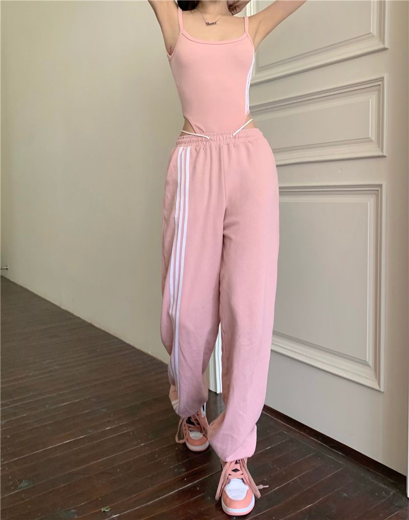 连体衣背心女性感吊带小背心女夏季ins潮不规则性感辣妹粉色紧身外穿