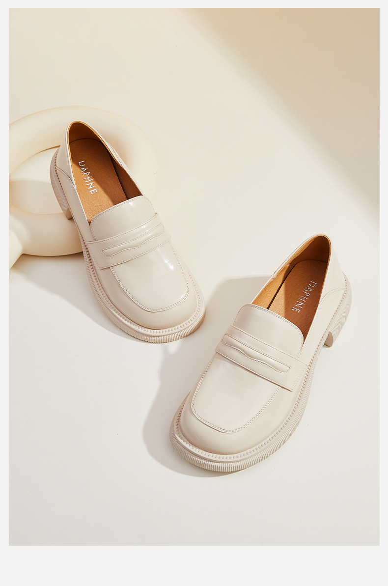 达芙妮春鞋女单鞋2022年春款新款春秋平底休闲白色软底豆豆鞋米白色38