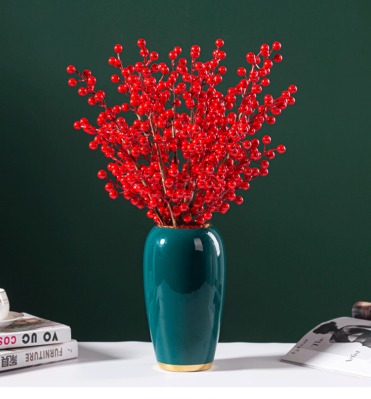 红果发财果仿真花摆设假花摆件客厅插花冬青果红果子红浆果发发果6枝