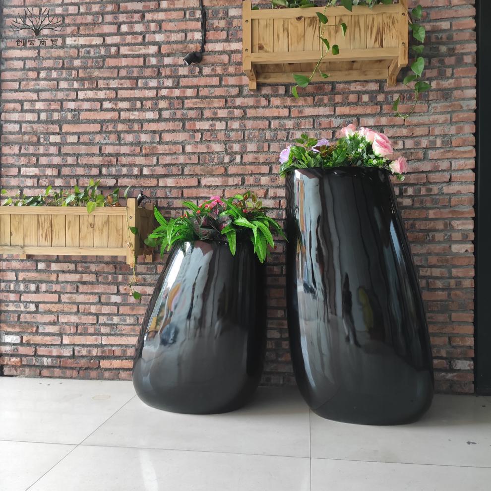玻璃钢花盆商场美陈定制户外落地大型组合花钵北欧创意简约大花器 a06