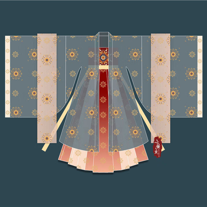 汉风锦绣原创汉服女裙唐制大袖衫夏季刺绣套装浅灰色45米全套送披帛s