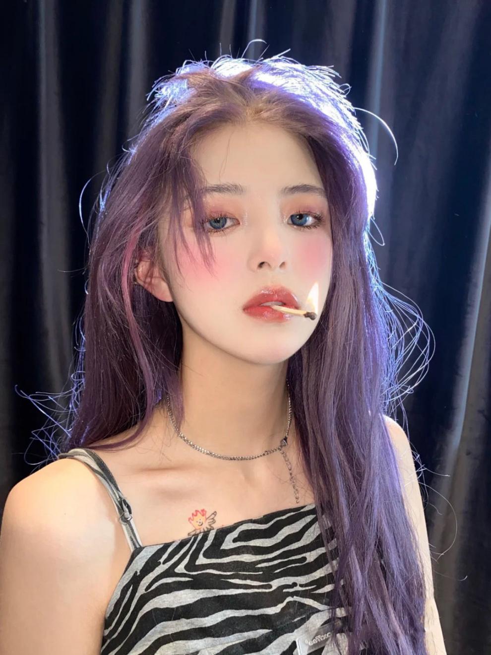 黑紫色染发剂网红流行植物盖白发粉紫灰葡萄紫染发膏潮色学生桑巴紫