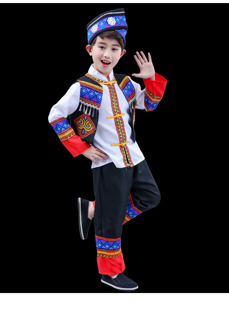 新款儿童少数民族服装广西壮族三月三男童表演服饰女童舞蹈演出服新