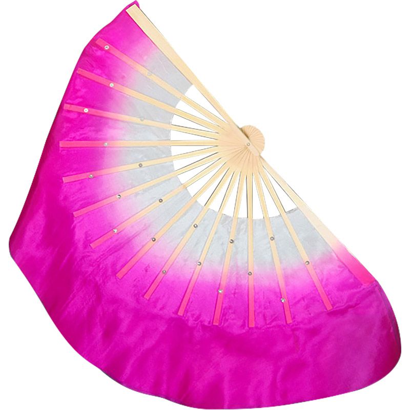 8寸扇中国舞蹈家协会云南花灯安徽花鼓灯考级扇子手帕8寸湖蓝正染黄色