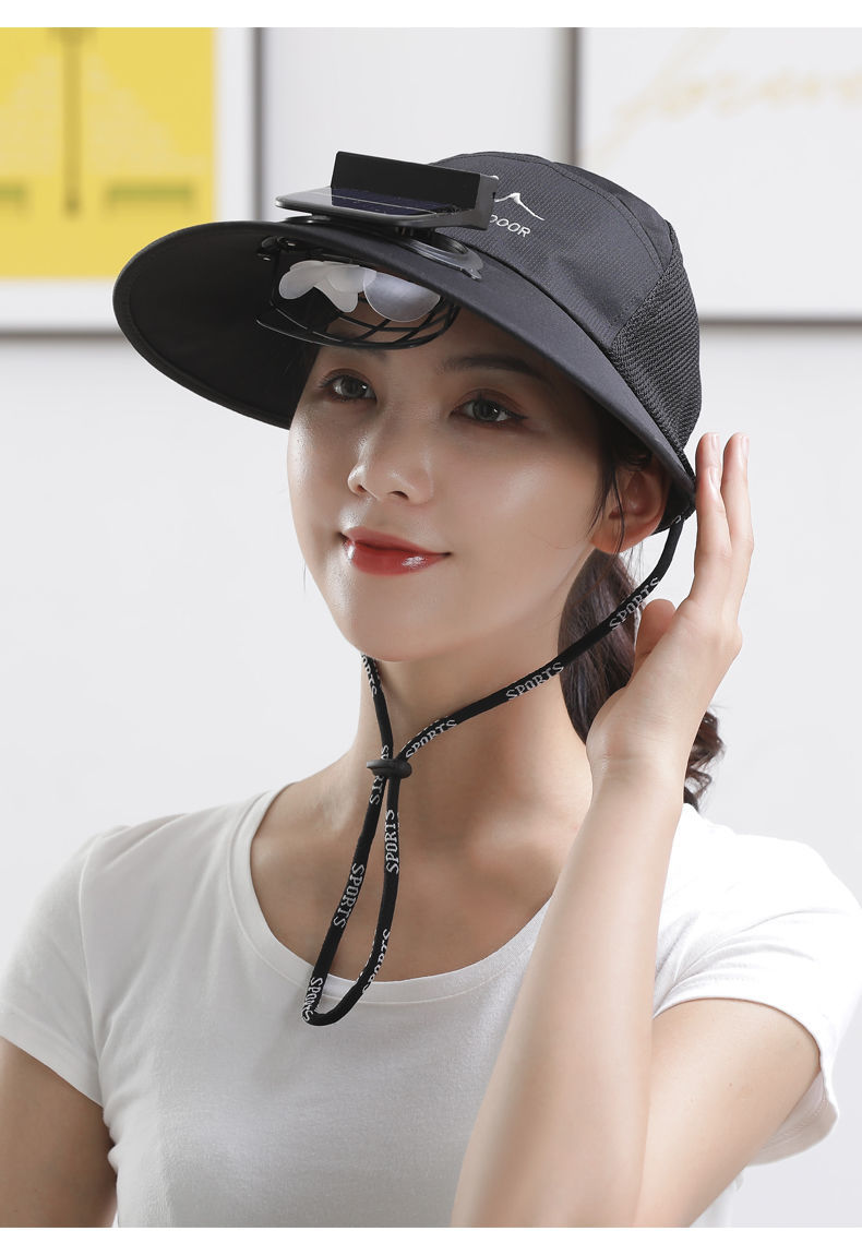 lucaly风扇帽子成人钓鱼帽太阳能充电带风扇的帽子夏天女干活大棚遮阳