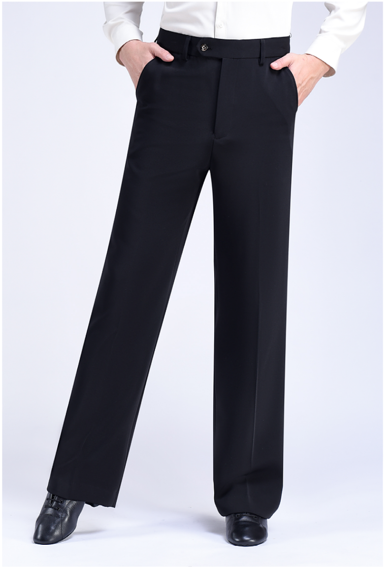 丹宝罗同款新款后口袋舞蹈裤男拉丁交谊舞裤摩登裤阔腿高腰国标男士