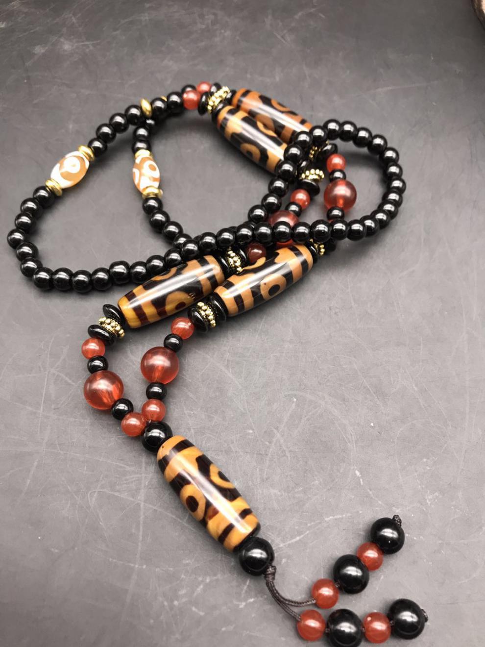 玛瑙天珠项链三眼九眼藏式佛珠男女款文玩饰品礼