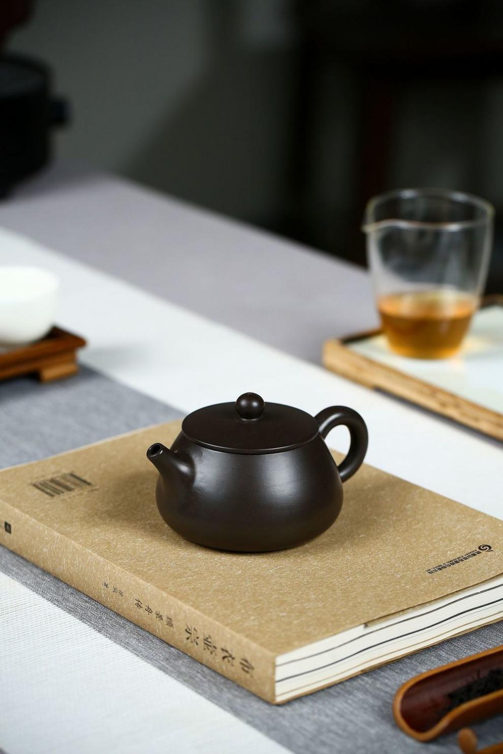 宜兴紫砂壶原矿黑朱泥宽口大口石瓢壶传统纯全手工茶具泡茶壶家用紫