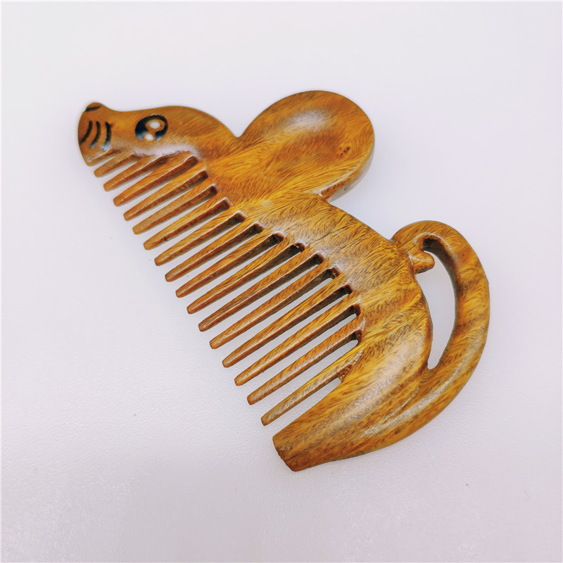 鼠牛虎兔龙蛇马羊猴鸡狗猪生肖小木梳diy私人订制刻字心意小礼物2绿色