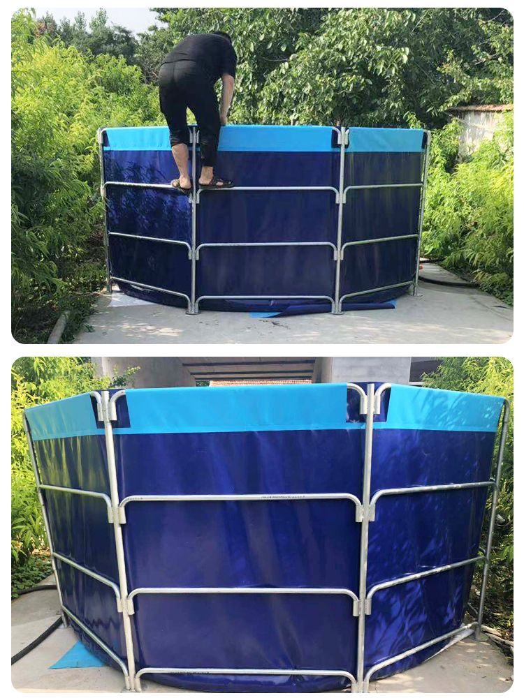 养鱼池大型塑料帆布鱼池人工加厚热镀锌支架蓄养殖折叠水池防水布-one