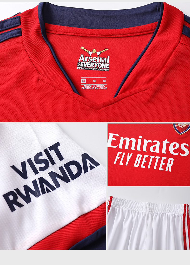 2122阿森纳主场奥巴梅杨足球服套装男短袖球衣定制足球训练服印字