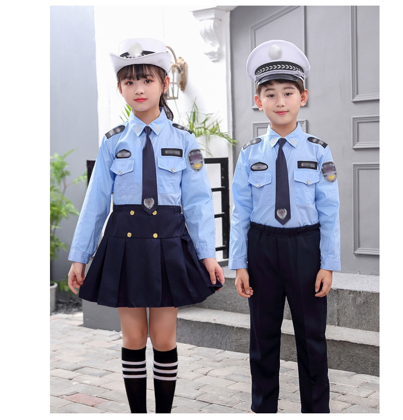 特种小警察儿童服装警官服角色扮演衣套装小交警演出表演 男六件套黑