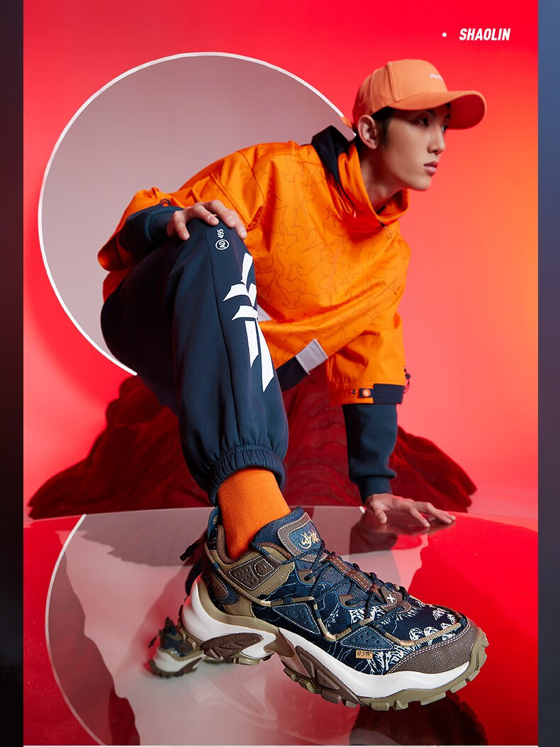 商场同款特步x少林联名款休闲鞋男子潮流百搭运动鞋舒适鞋子男鞋灰45