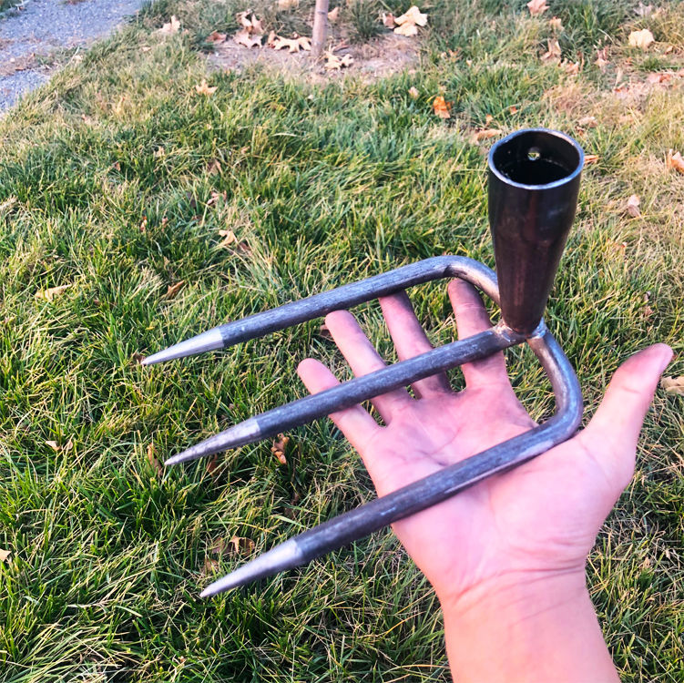 三齿两齿钢耙菜园钉耙松土翻抓地搂草耙子两齿四齿镐赶海挖贝农具大三