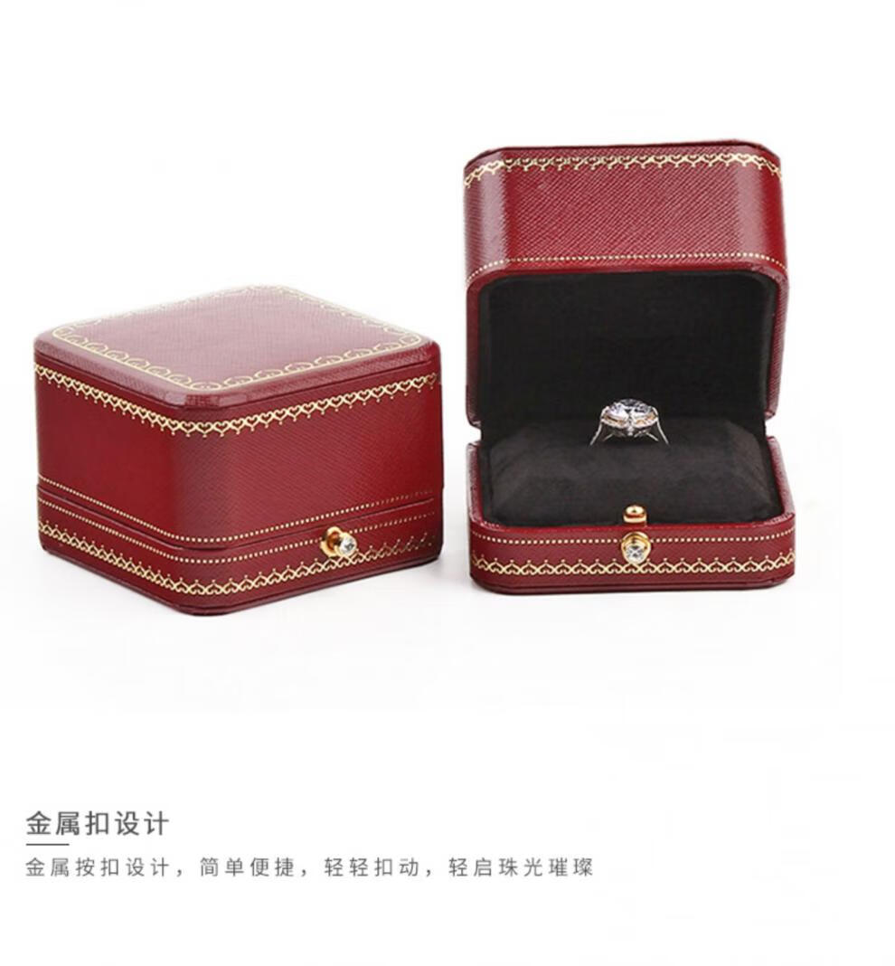 圆角带钻珠宝首饰盒 求婚钻戒盒吊坠盒项链盒 复古戒指盒子 单戒盒