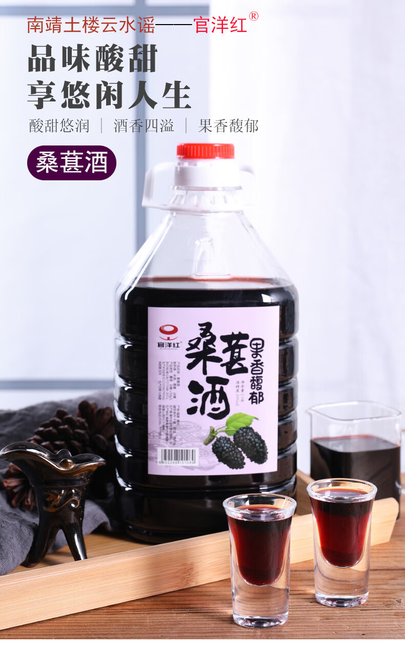 桑葚酒微醺女士低度甜酒养生水果酒5斤桶装20度桑椹酒 桑葚酒2.