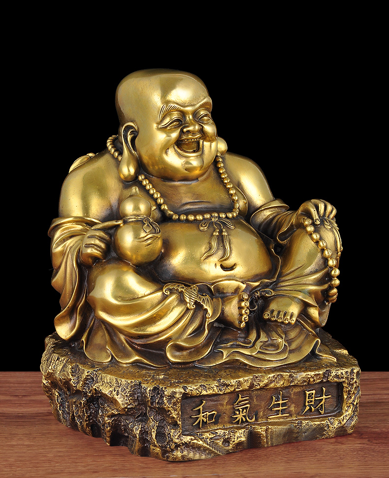 莲善堂全铜弥勒佛摆件招财笑佛大肚弥勒佛像客厅佛堂供佛工艺品乔迁