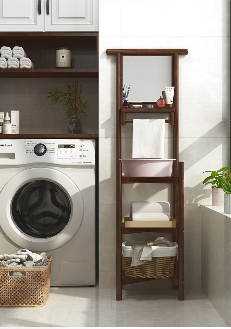 老式脸盆架子老式纯实木洗脸洗手架子带镜子落地家用面盆架农村简约