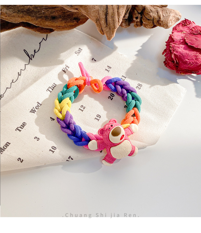 草莓熊情侣diy小皮筋送给女朋友男朋友diy编织皮筋手链手绳女手绳