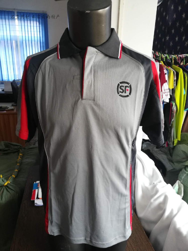 顺风丰工作服短袖同城夏季顺丰t恤工作服反光polo衫撞色拼接 灰色短袖