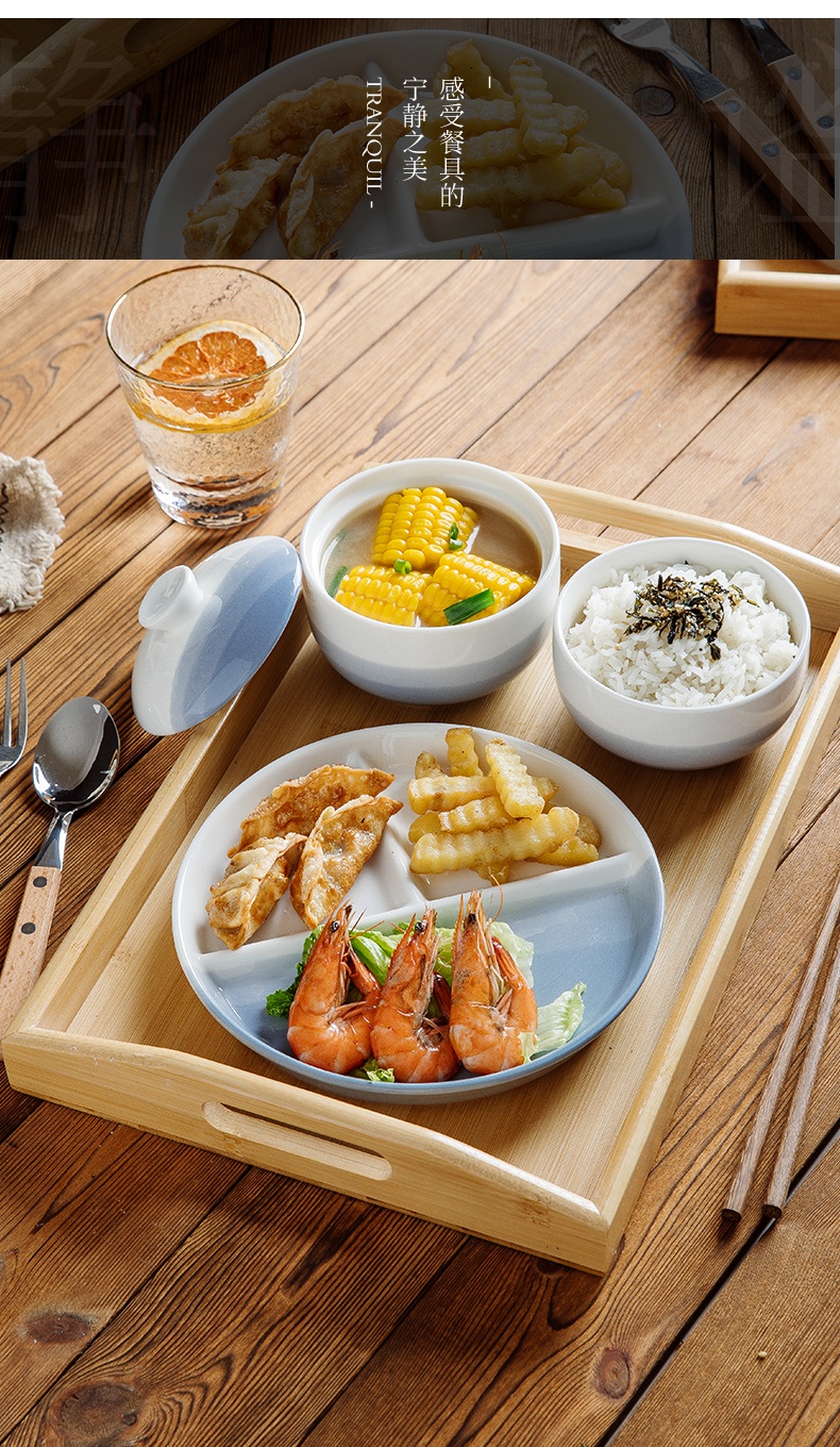 餐具套装一人食日式分格餐盘陶瓷减脂一人食餐具早餐盘套装月子餐分餐