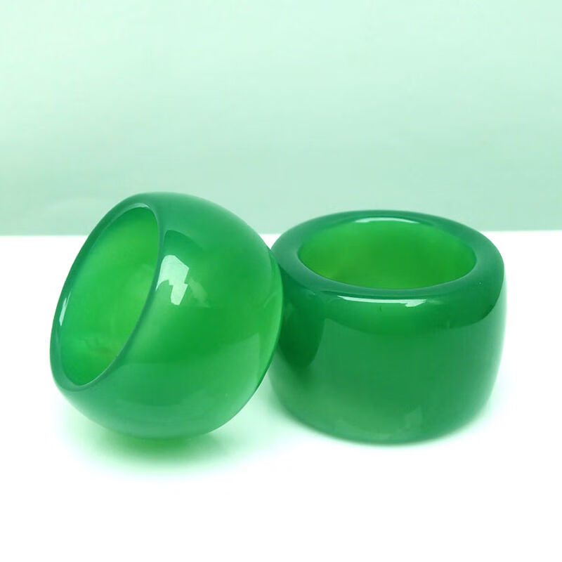 缔造千金 绿玛瑙玉石头扳指戒指男 巴西绿玛瑙戒指男士绿玛瑙扳指