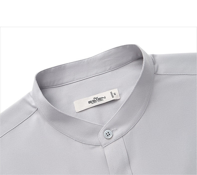 SEVEN Zhonghua Mandarin Collar Long Sleeve Shirt for Men, Spring And Autumn Season, Contains Modal, Chinese Style Casual Shirt 11