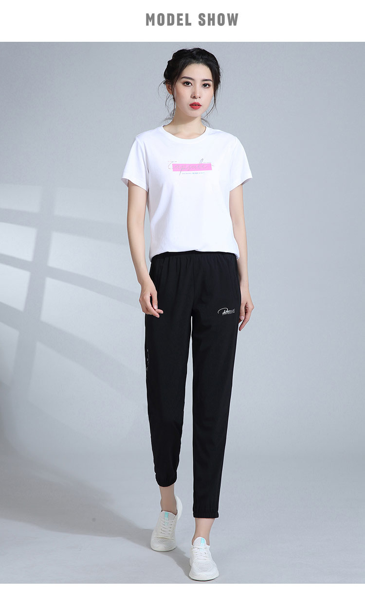 361度休闲裤女裤百搭束脚速干九分裤361夏季薄款收口运动裤基础黑xxl