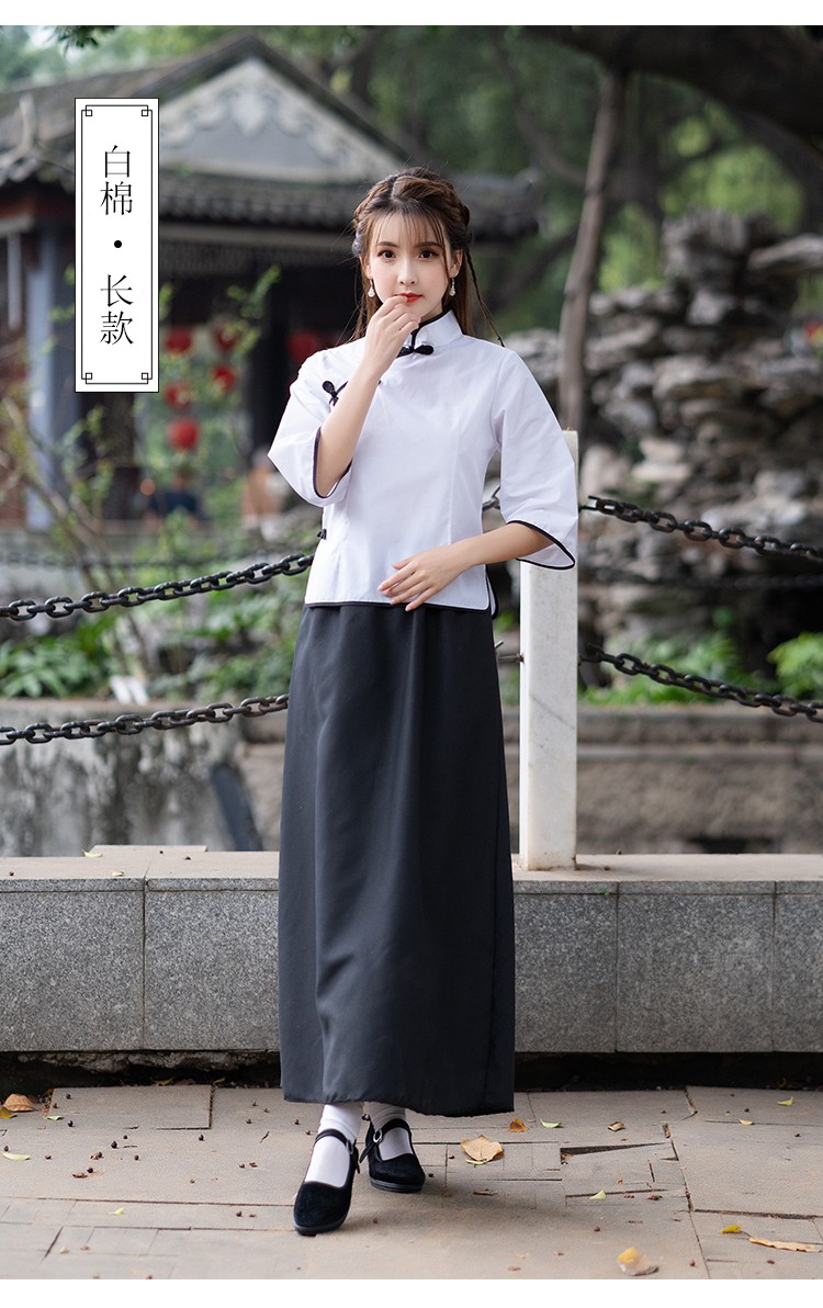 伊必圣民国学生装女五四青年装风女装中山装班服舞台表演合唱服装全棉