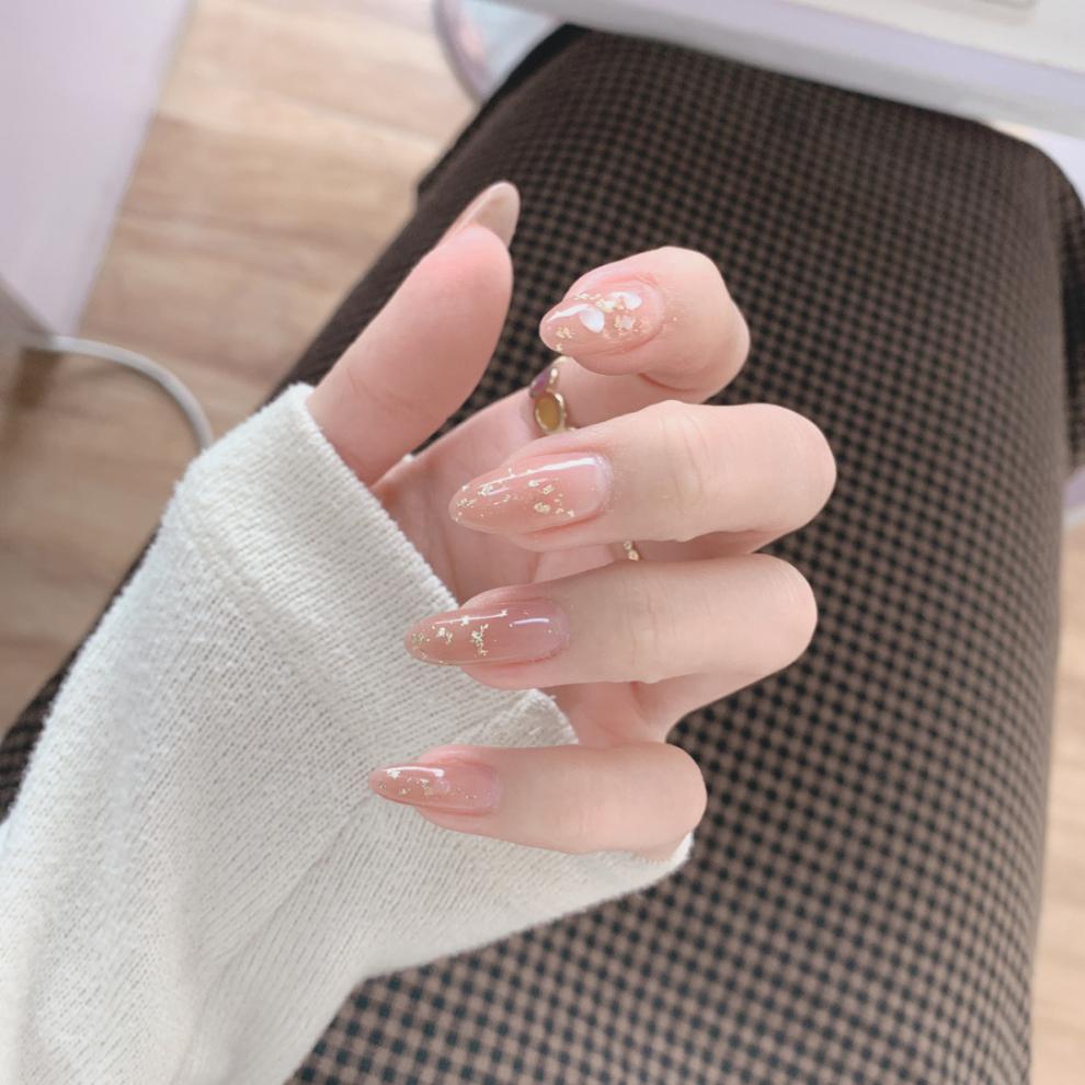 美甲】裸色蝴蝶美甲贴片成品假指甲2021新款网红穿戴甲片果冻胶夏季