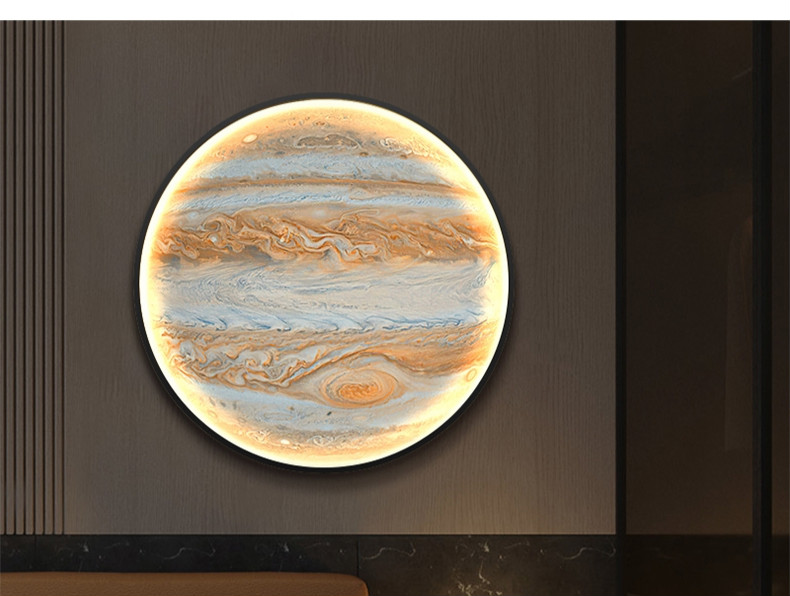 【轻奢高端】月球壁灯圆形星球主卧背景墙卧室床头装饰画过道走廊玄关
