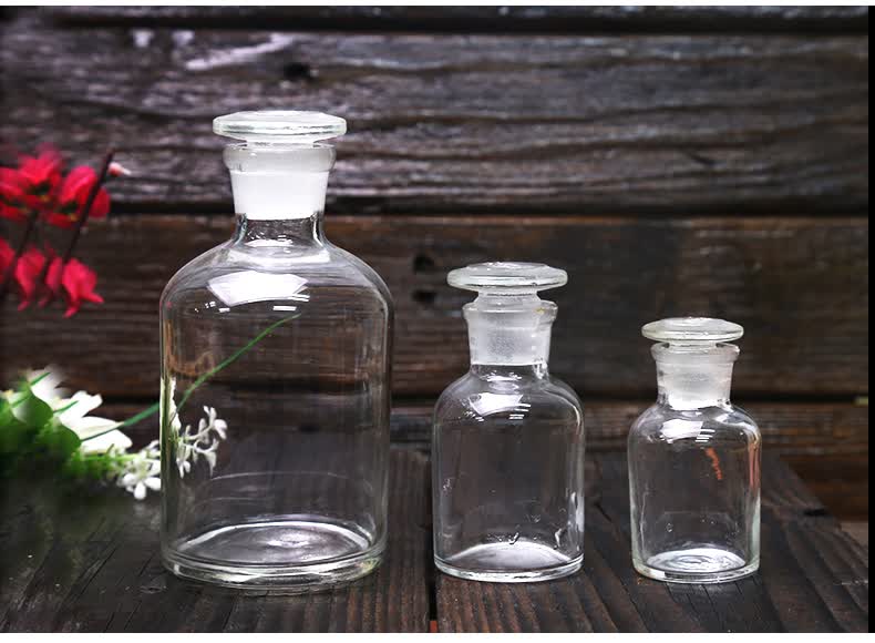 试剂瓶实验室小口广口玻璃瓶密封磨砂口玻璃瓶加厚标本试剂瓶