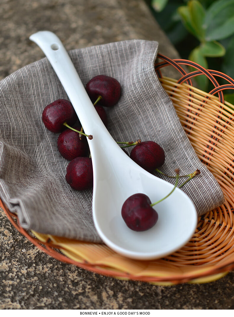 德国艾姆希(amx)汤勺陶瓷家用盛汤大勺子大汤瓷勺木勺子大号长柄粥勺